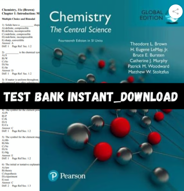 Test bank of Chemistry The Central Science, 14th Edition by Theodore L. Brown